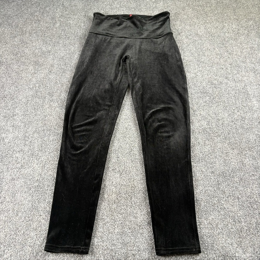 Spanx Velvet Leggings Women's‎ L Black High Rise Shaping Holiday Luxe Pull On